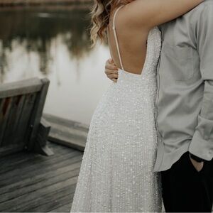 White wedding reception dress or wedding dress